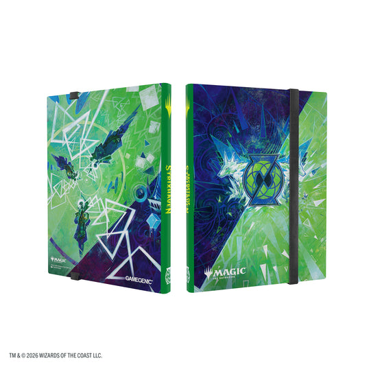 Magic: The Gathering | Secrets of Strixhaven Casual Album 18-Pocket  - Quandrix - view of front and back of album with blue and green Quandrix art design.