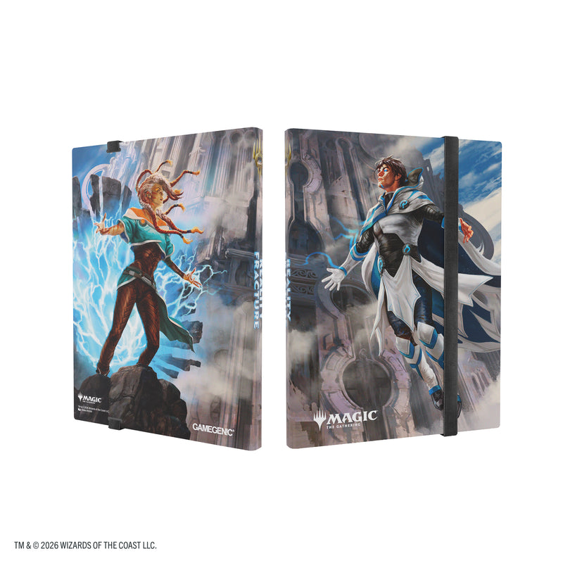 Load image into Gallery viewer, Magic: The Gathering | Reality Fracture Casual Album 18-Pocket  - Tam Beleren, Conflicted/Jace, Building Reality - View of front and back cover of card album featuring art of Magic the Gathering characters.

