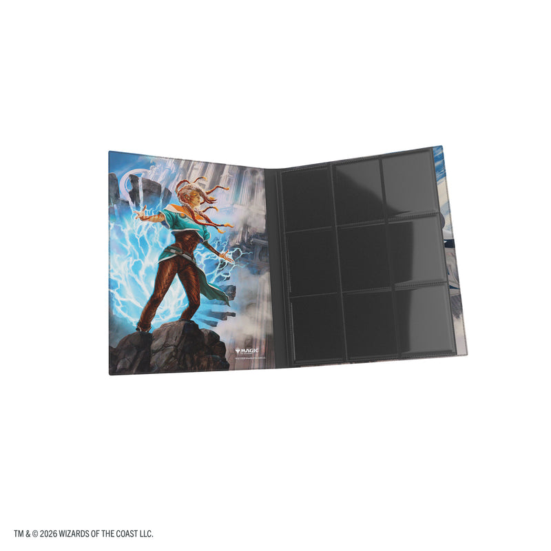 Load image into Gallery viewer, Magic: The Gathering | Reality Fracture Casual Album 18-Pocket  - Tam Beleren, Conflicted/Jace, Building Reality - View of open card album showing card sheets and front cover.
