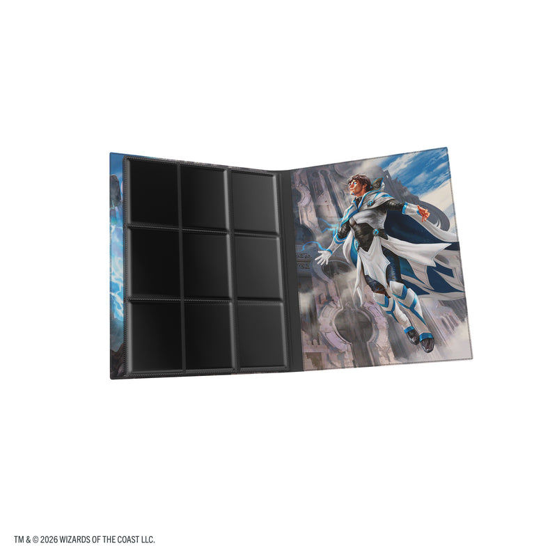 Load image into Gallery viewer, Magic: The Gathering | Reality Fracture Casual Album 18-Pocket  - Tam Beleren, Conflicted/Jace, Building Reality - View of open card album with card sheets and back cover.
