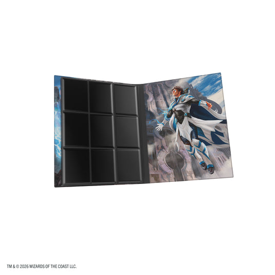 Magic: The Gathering | Reality Fracture Casual Album 18-Pocket  - Tam Beleren, Conflicted/Jace, Building Reality - View of open card album with card sheets and back cover.