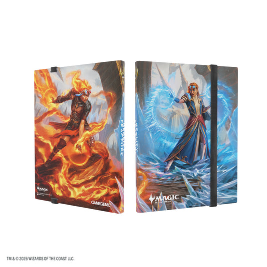 Magic: The Gathering | Reality Fracture Casual Album 18-Pocket  - Chandra, Chill of Compliance - View of front and back album cover with art of two Magic the Gathering characters casting fire and ice spells. 