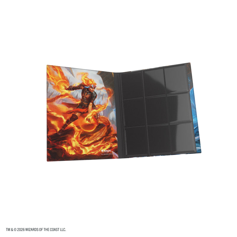 Load image into Gallery viewer, Magic: The Gathering | Reality Fracture Casual Album 18-Pocket  - Chandra, Chill of Compliance - View of open album showing front cover and card sheets.
