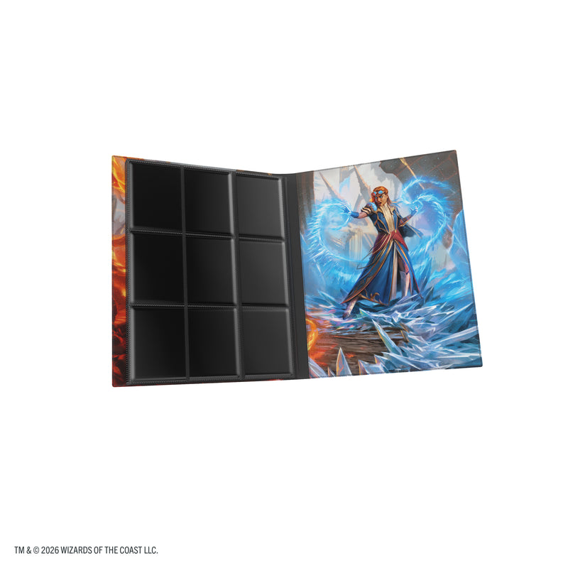 Load image into Gallery viewer, Magic: The Gathering | Reality Fracture Casual Album 18-Pocket  - Chandra, Chill of Compliance - View of open card album showing card sheets and back cover.
