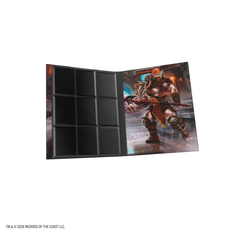 Load image into Gallery viewer, Magic: The Gathering | Reality Fracture Casual Album 18-Pocket  - Garruk of the Veil/Garruk Uncursed - View of open card album showing card sheets and back cover.
