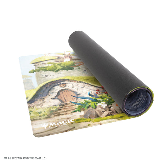 Magic: The Gathering | Lorwyn Eclipsed Shiny Playmat - Temple Garden partially rolled-up