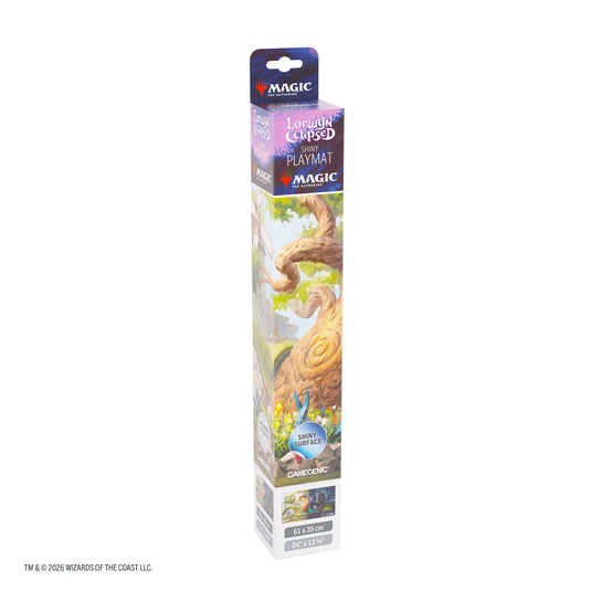 Magic: The Gathering | Lorwyn Eclipsed Shiny Playmat - Temple Garden packaging front of box.