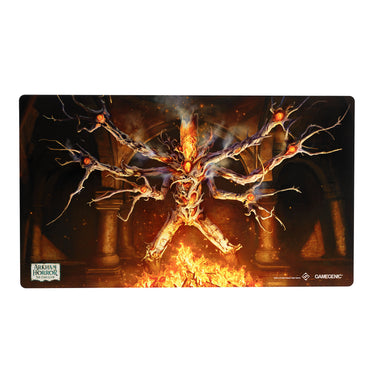 Image of Arkham Horror: Shiny Game Mat - Elokoss featuring an art of a tree-like creature and flames