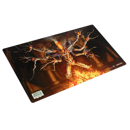Image of Arkham Horror: Shiny Game Mat - Elokoss featuring an art of a tree-like creature and flames