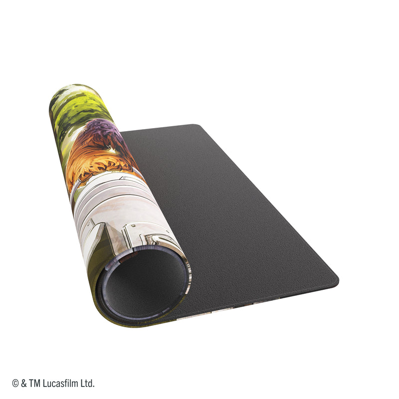 Load image into Gallery viewer, Star Wars: Unlimited Game Mat - Chewbacca - View of partially rolled up game mat. 
