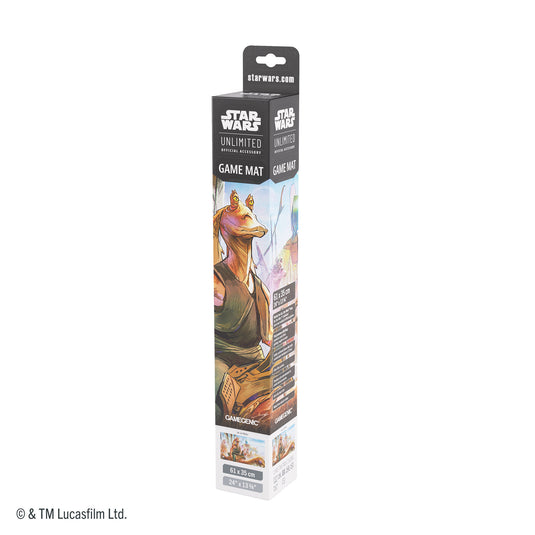 Star Wars: Unlimited Game Mat - Jar Jar Binks - Front of packaging featuring art of Jar Jar Binks. 