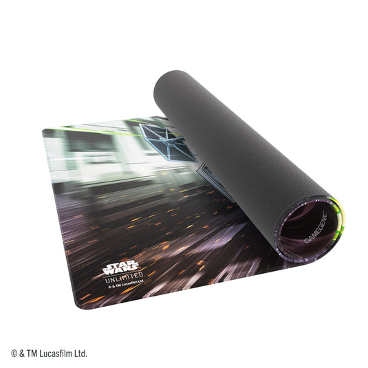 Star Wars: Unlimited Shiny Game Mat - Victor Squadron - View of partially rolled up game mat. 
