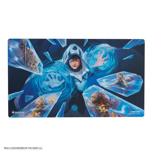 Magic: The Gathering | Reality Fracture Prime Playmat - Jace, Fracturer of Reality - View of front of playmat featuring art of Jace fracturing reality with Magic the Gathering and Gamegenic branding.