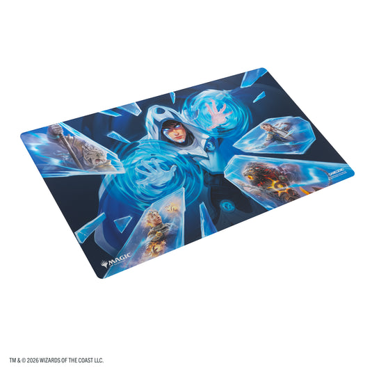 Magic: The Gathering | Reality Fracture Prime Playmat - Jace, Fracturer of Reality - View of front of playmat featuring art of Jace fracturing reality with Magic the Gathering and Gamegenic branding.