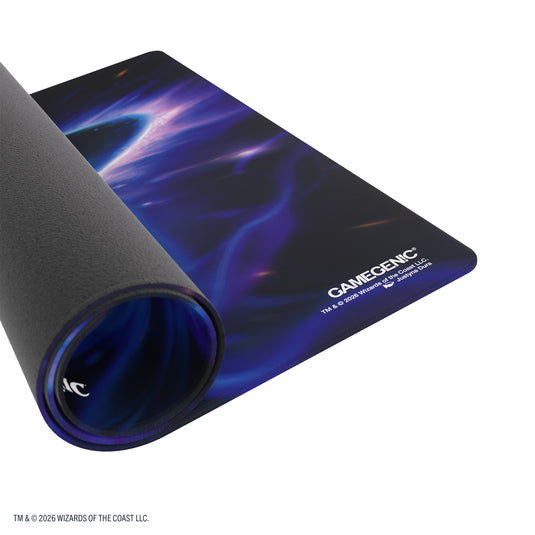 Magic: The Gathering | Reality Fracture Prime Playmat - View of partially rolled up playmat showing Gamegenic branding in the corner.