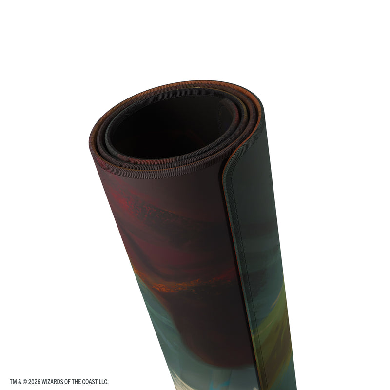 Load image into Gallery viewer, Magic: The Gathering | Reality Fracture Double-sided Playmat - Edgar, Ancient Bloodlord/Edgar, Moonlit Sovereign - View of rolled up playmat.
