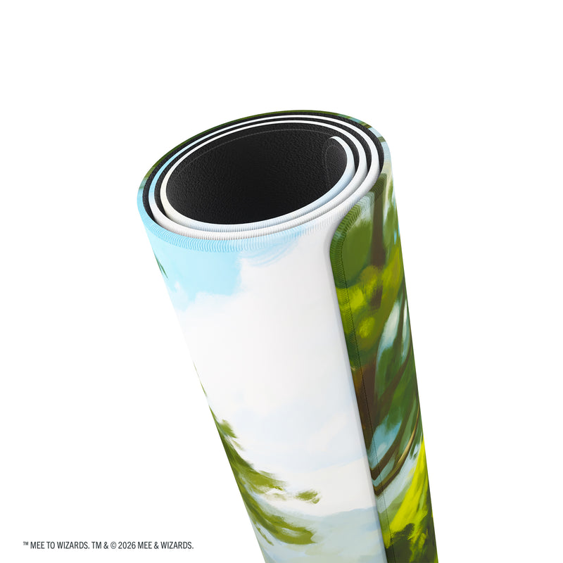 Load image into Gallery viewer, Magic: The Gathering | The Hobbit Prime Playmat - The Shire - View of rolled up playmat. 
