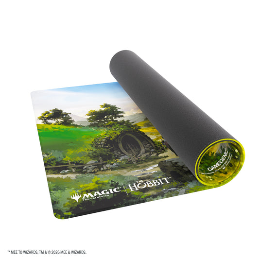 Magic: The Gathering | The Hobbit Prime Playmat - Leaving Hobbiton - View of partially rolled up game mat. 