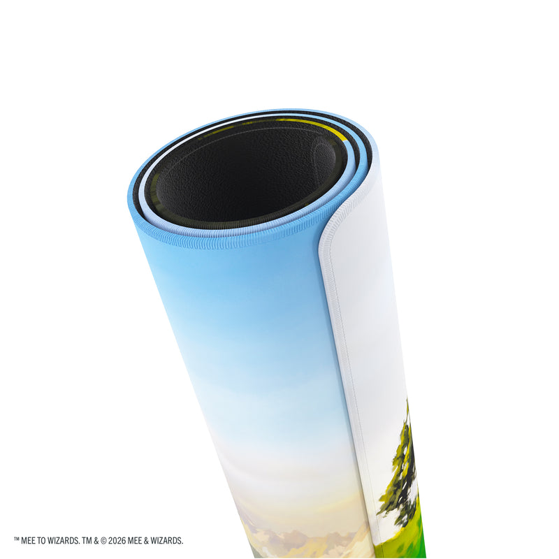 Load image into Gallery viewer, Magic: The Gathering | The Hobbit Prime Playmat - Leaving Hobbiton - View of rolled up game mat. 

