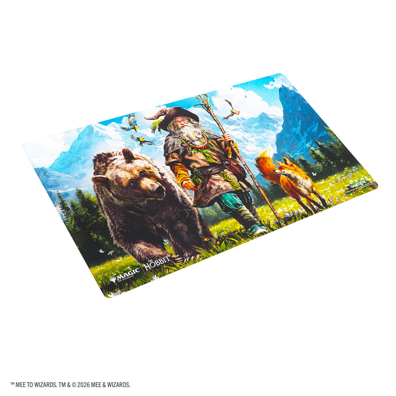 Load image into Gallery viewer, Magic: The Gathering | The Hobbit Prime Playmat - Radagast of Rhosgobel - View of playmat featuring art of Radagast of Rhosgobe.
