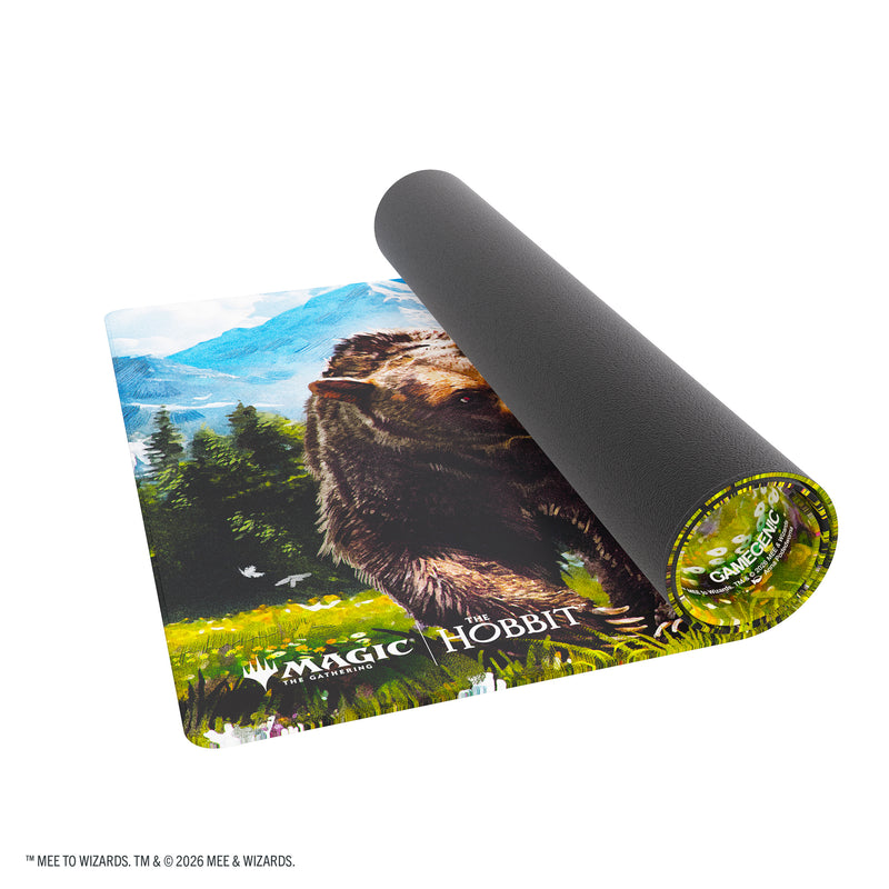 Load image into Gallery viewer, Magic: The Gathering | The Hobbit Prime Playmat - Radagast of Rhosgobel - View of partially rolled up playmat. 
