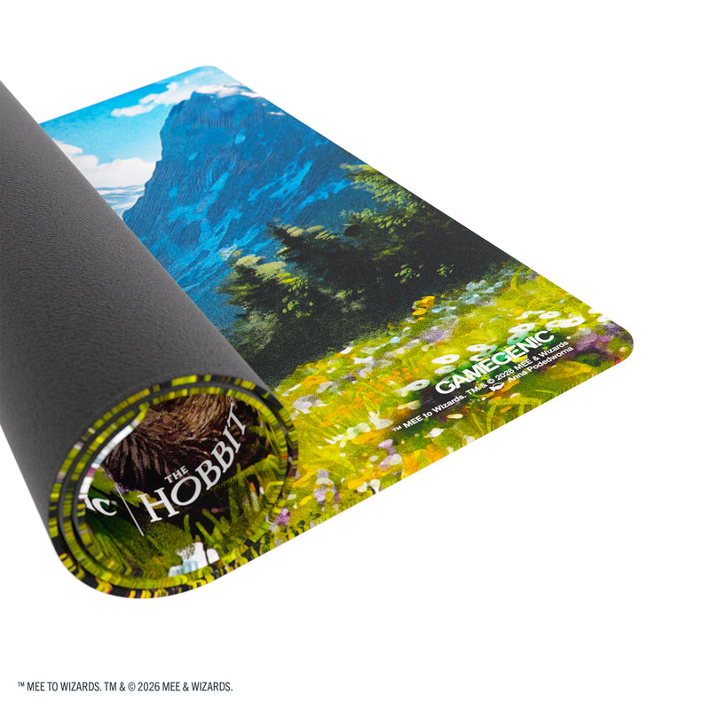Load image into Gallery viewer, Magic: The Gathering | The Hobbit Prime Playmat - Radagast of Rhosgobel - View of partially rolled up playmat. 
