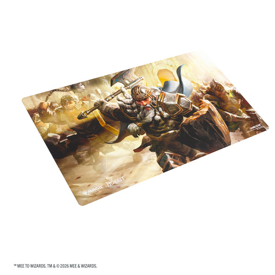 Magic: The Gathering | The Hobbit Prime Playmat - Thorin, Mountain-King - View of front of game mat featuring art of Thorin. 