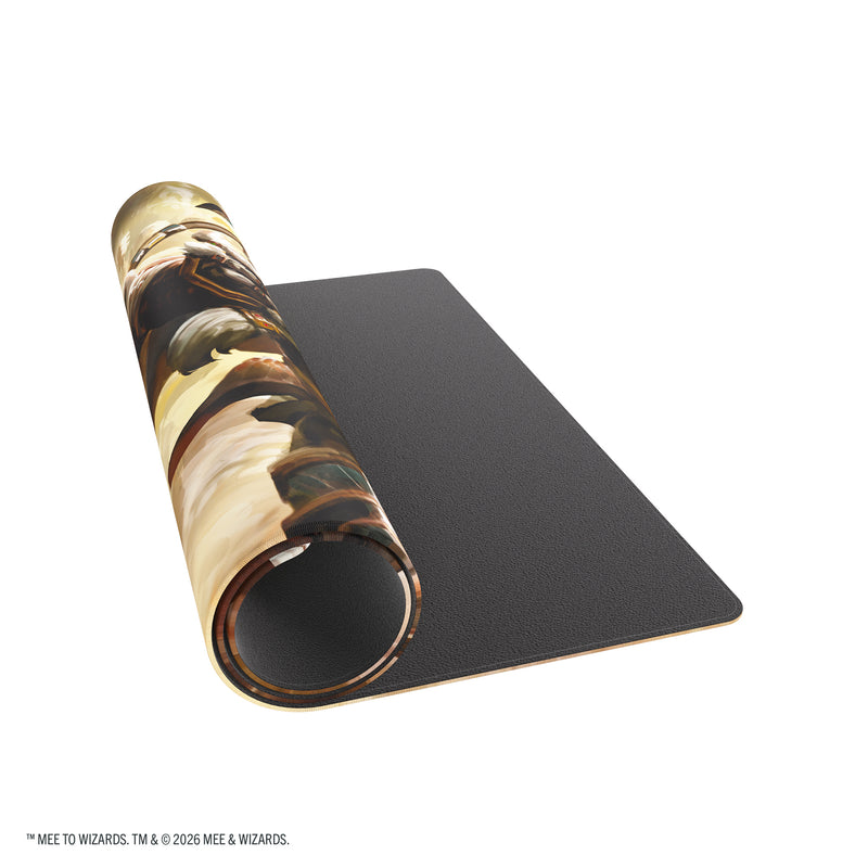 Load image into Gallery viewer, Magic: The Gathering | The Hobbit Prime Playmat - Thorin, Mountain-King - View of partially rolled up playmat. 
