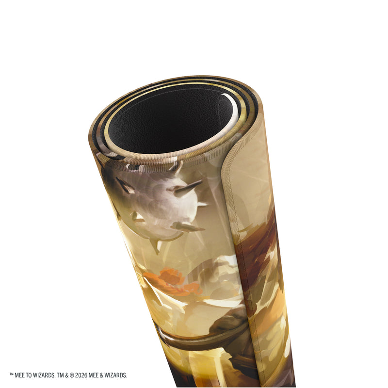 Load image into Gallery viewer, Magic: The Gathering | The Hobbit Prime Playmat - Thorin, Mountain-King - View of rolled up playmat. 
