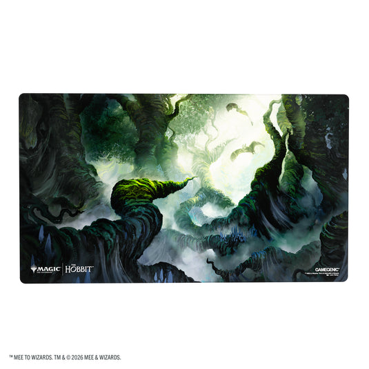 Magic: The Gathering | The Hobbit Shiny Playmat - Mirkwood - View of front of playmat featuring art of Mirkwood. 