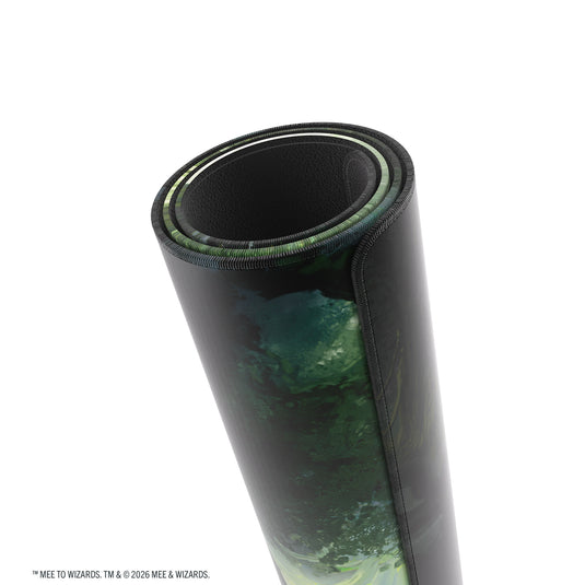 Magic: The Gathering | The Hobbit Shiny Playmat - Mirkwood - View of rolled up playmat. 