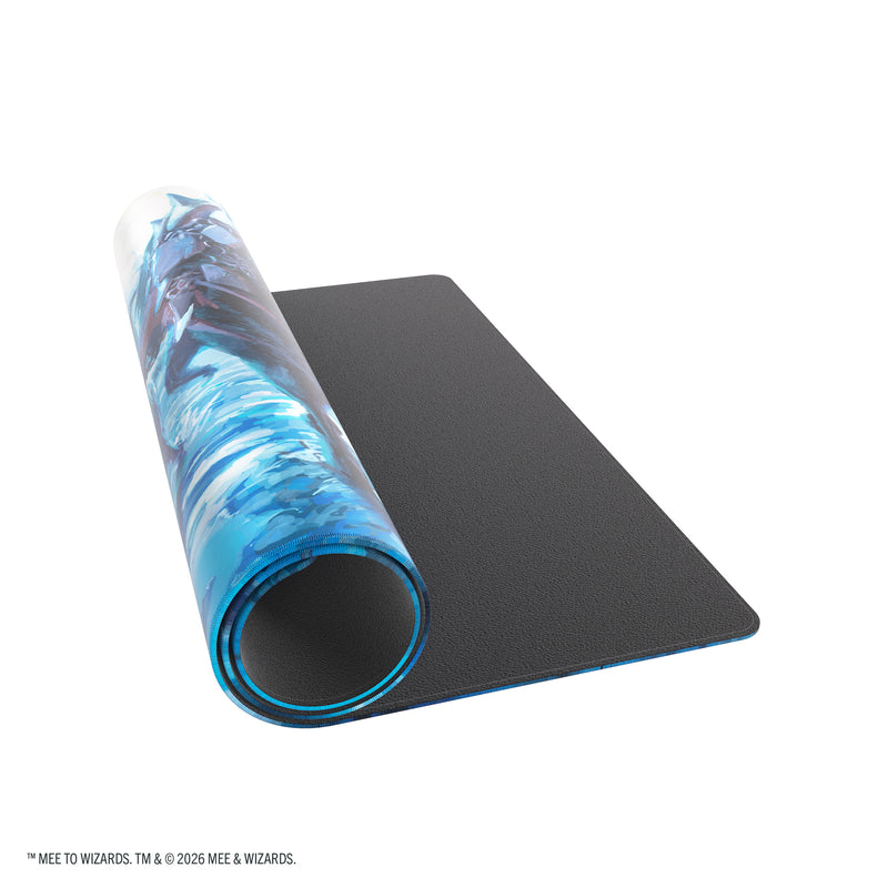 Load image into Gallery viewer, Magic: The Gathering | The Hobbit Shiny Playmat - Head of the Hunt - View of partially rolled up playmat.
