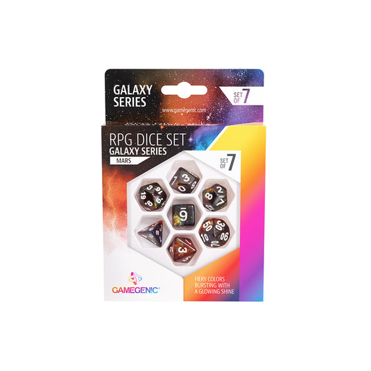 Gamegenic Galaxy Series Mars RPG Dice Set | Set of 7 Dice in a Variety of Sizes Designed for Roleplaying Games | Premium Quality Resin Dice | Cosmic Glittering Design | Red Gamegenic Galaxy Series Mars RPG Dice Set | Set of 7 Dice in a Variety of Sizes Designed for Roleplaying Games | Premium Quality Resin Dice | Cosmic Glittering Design | Red