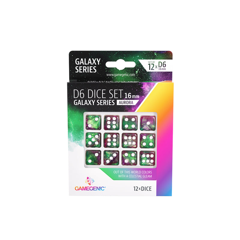 Load image into Gallery viewer, Galaxy Series - Aurora - D6 Dice Set 16 mm (12 pcs)
