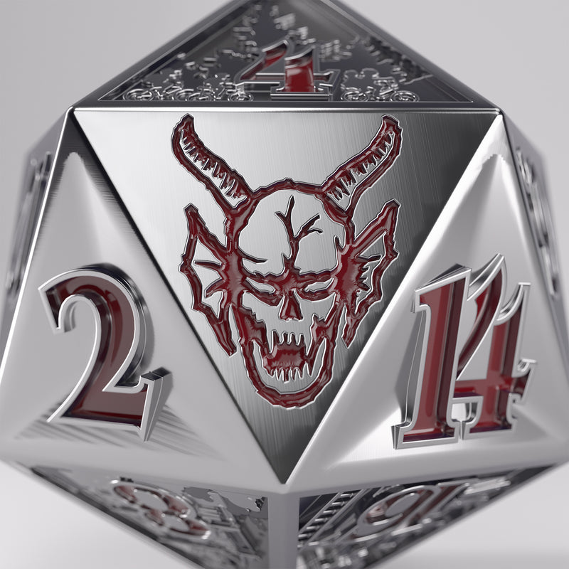 Load image into Gallery viewer, Stranger Things - Hellfire Club Premium Metal D20 Die
