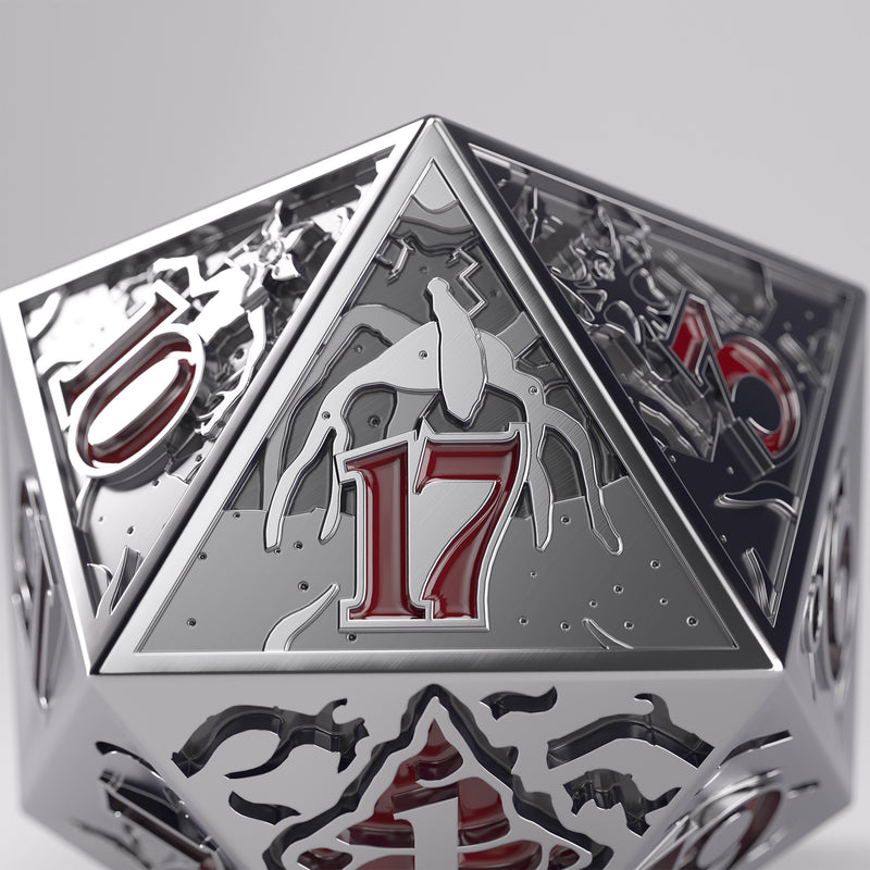 Load image into Gallery viewer, Stranger Things - Hellfire Club Premium Metal D20 Die
