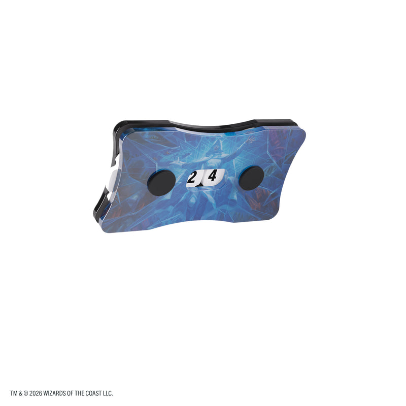 Load image into Gallery viewer, Magic: The Gathering | Reality Fracture Double Life Counter - Overwrite the Multiverse - View of front of life counter featuring art of Magic the Gathering character on blue background.
