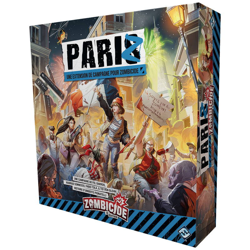 Load image into Gallery viewer, Zombicide 2nd Edition: PariZ - Front of box with art of people fighting off zombies in Paris. 
