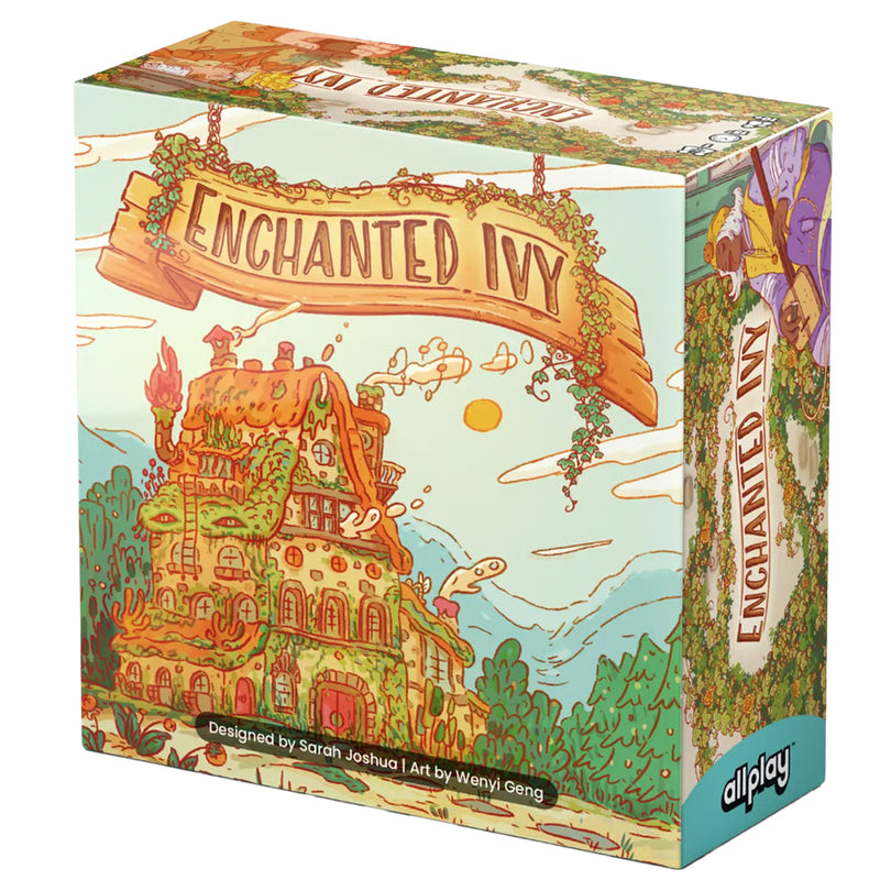Load image into Gallery viewer, Enchanted Ivy Board Game - Front of box featuring illustration of an inn covered in ivy. 
