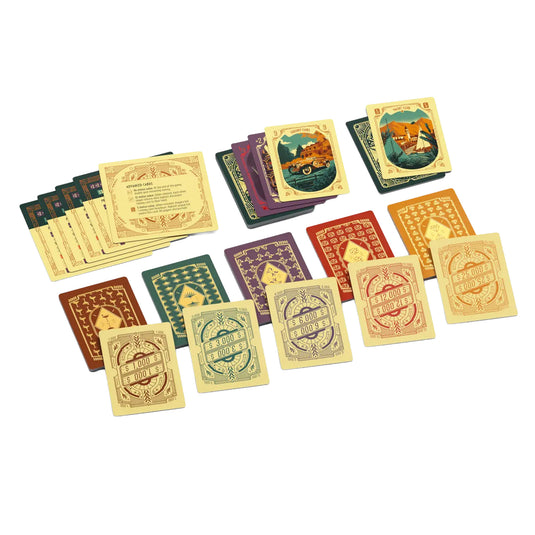 High Society Card Game - sample cards shown including money cards ranging from $1,000 to $25,000 and status cards.