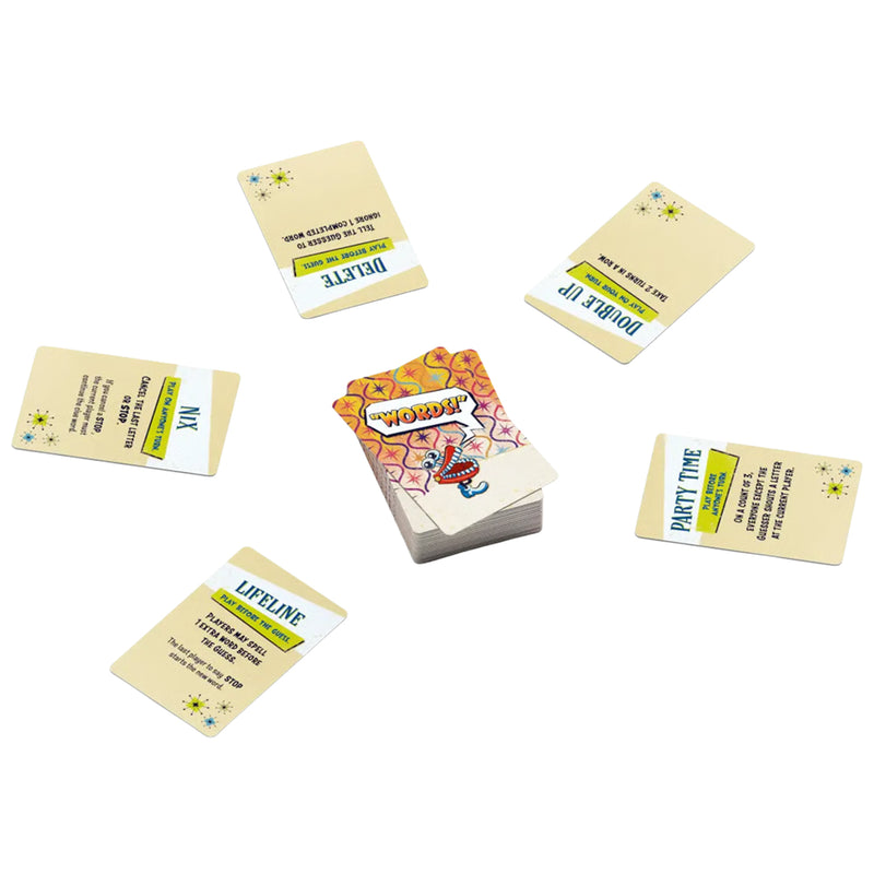 Load image into Gallery viewer, Jibber Jabble Party Game - Sample cards show including 'Party Time' and 'Lifeline' cards. 
