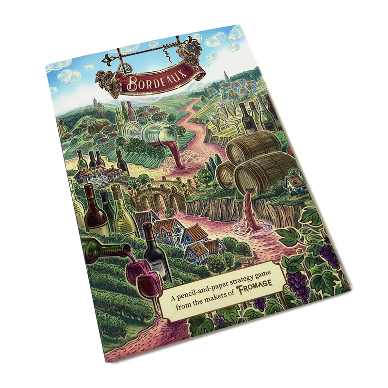 Load image into Gallery viewer, Bordeaux Board Game - Front of packaging with image of wine barrels and bottles and grape fields. 
