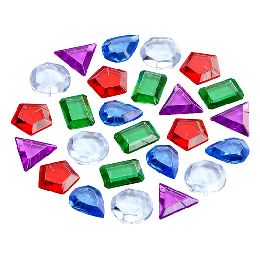 River Valley Jewelcraft Board Game - View of gem tokens in red, blue, green, purple, and clear.