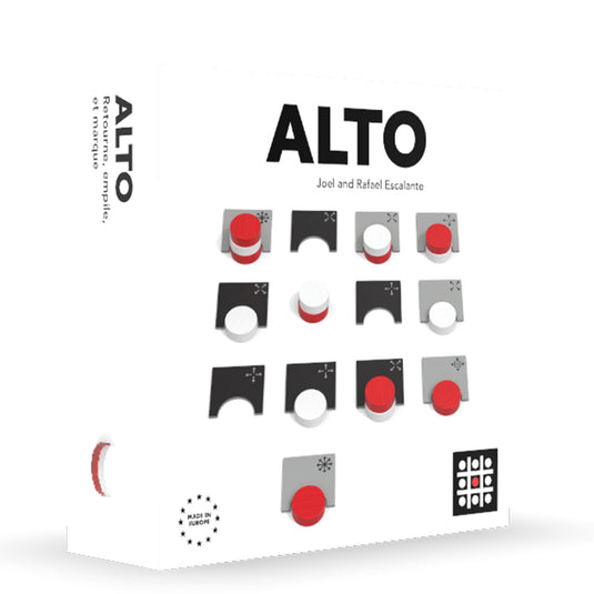 Alto Board Game - front of box featuring images of game tiles. 