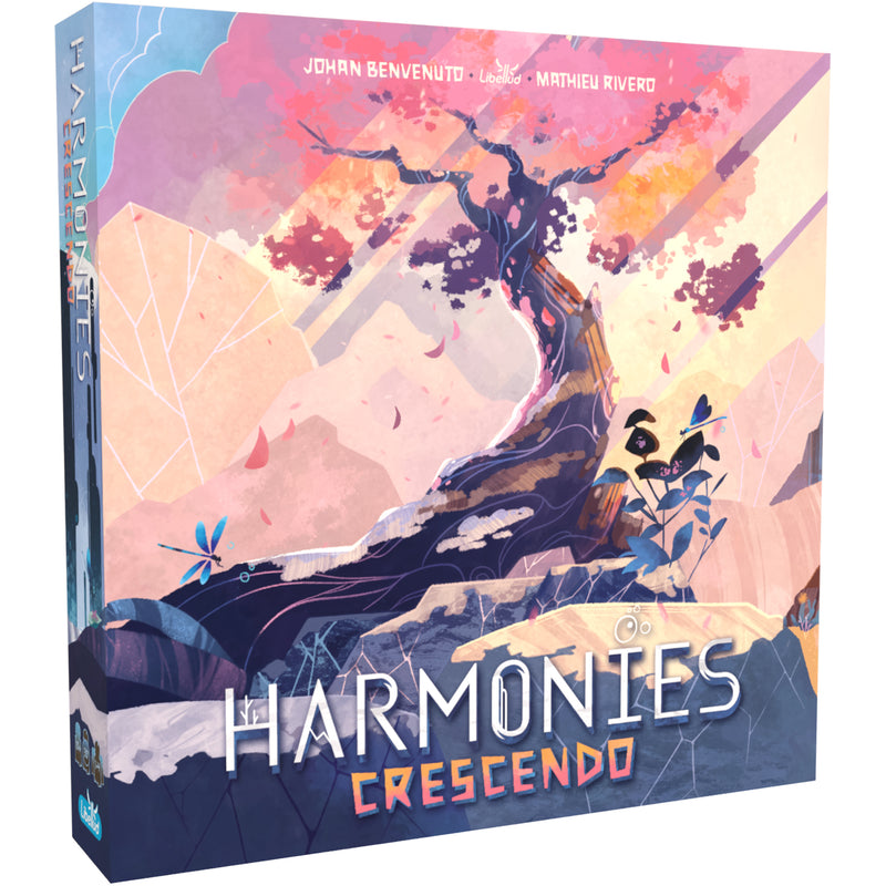 Load image into Gallery viewer, Harmonies Crescendo Board Game Expansion - Front of box featuring illustration of a tree with red leaves.
