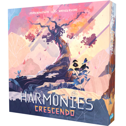 Harmonies Crescendo Board Game Expansion - Front of box featuring illustration of a tree with red leaves.