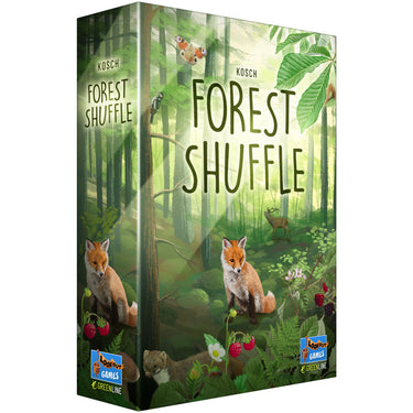 Forest Shuffle Board Game front of box with forest themed design.