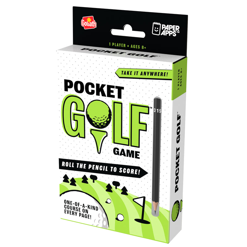 Load image into Gallery viewer, Paper Apps Golf - Front of packaging with illustration of golf course and pencil and tag line 'One-of-a-kind course on every page'.
