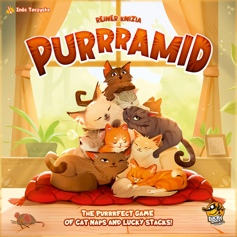 Load image into Gallery viewer, Purrramid Board Game - front of box featuring art of cats.
