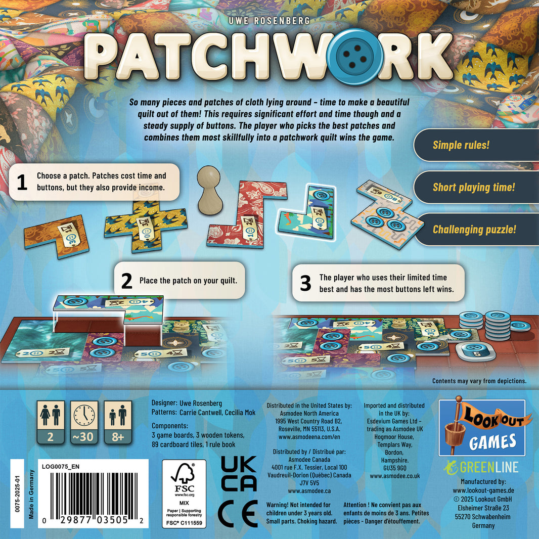 Patchwork Board Game Revised Edition – Asmodee USA